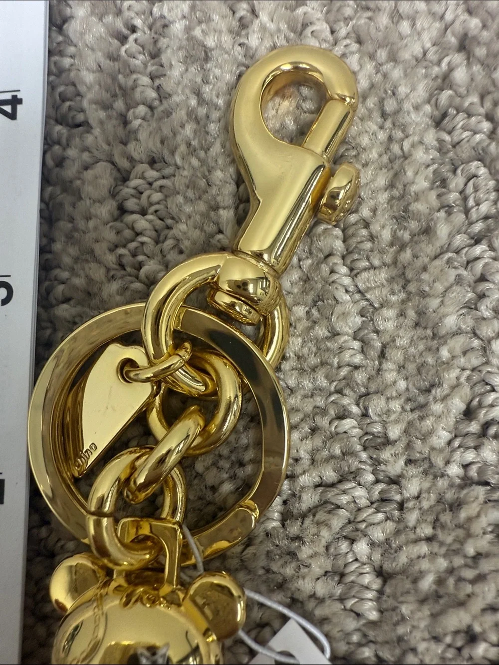 Coach Gold Bear Keyring with Red Collar